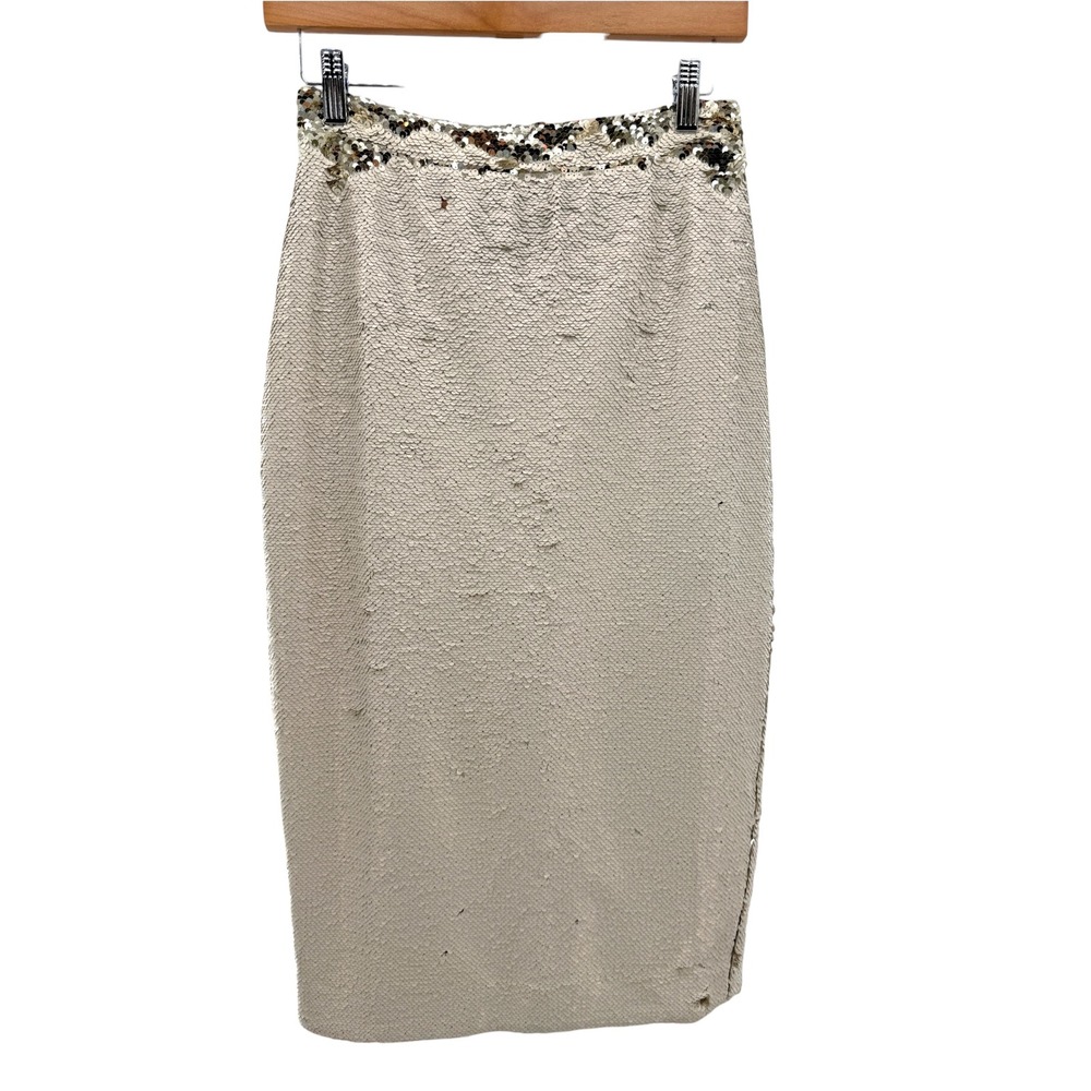 Hutch Anthropologie Champagne Gold Sequin Pencil Skirt 4 NWT New Year Eve Party